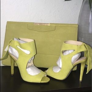 Zara Suede Bow Heels 38/7.5 & Matching Clutch